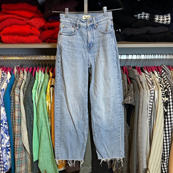Madewell Denim - Madewell blue 4 pocket perfect vintage raw hem wide leg cropped jeans size 23